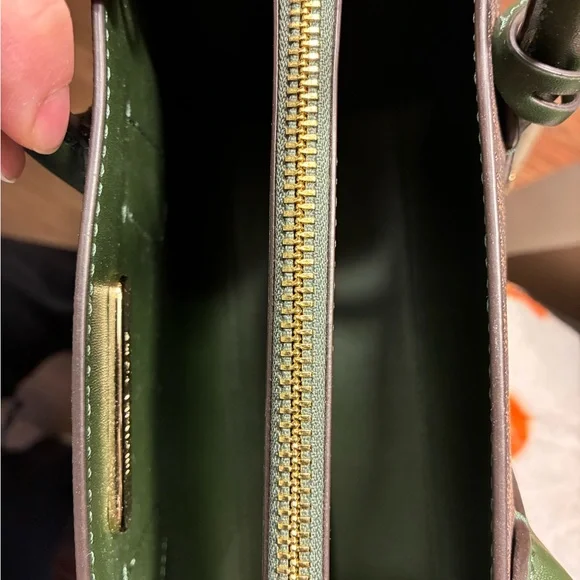 Michael Kors Signature Olive Green and Brown Satchel Messenger Crossbody Bag - Picture 6 of 8